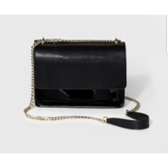 A New Day Women's Chain Flap Crossbody Handbag Black NWT Casual Date Teen - Picture 2 of 4
